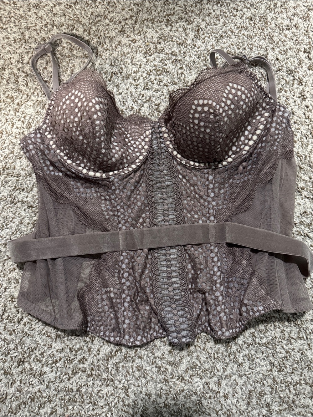 Victoria's Secret Gray Lace Bustier Crop Top